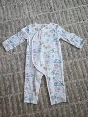 Janie and Jack White Baby One-Piece with Pastel Animal Print